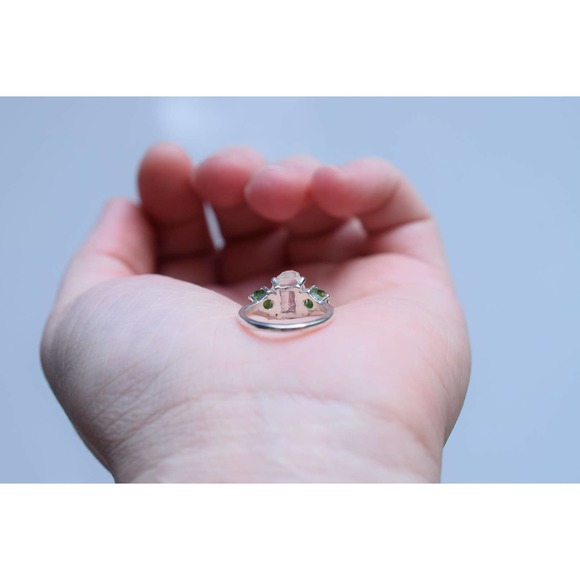 Natural Emerald Ring alternative Diamond Engagement Ring Sterling Silver… - Picture 7 of 10